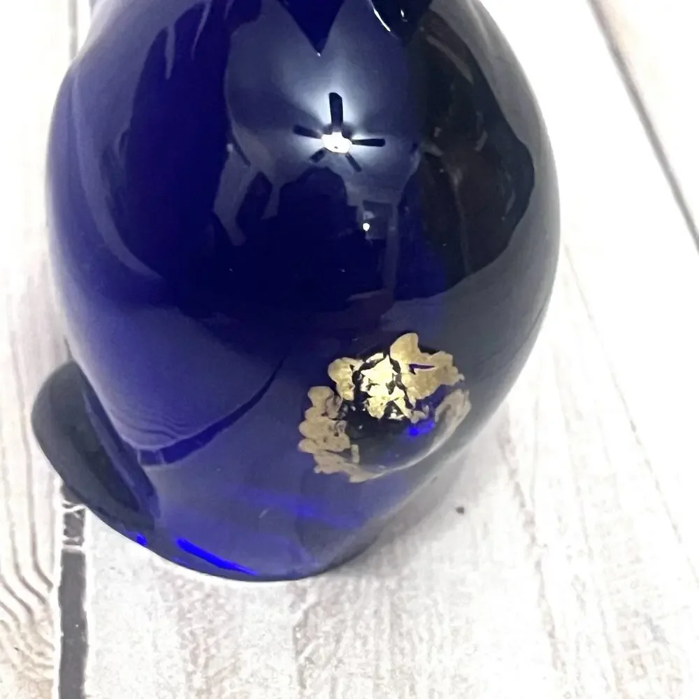 Oneida Cobalt Blue Crystal Glass Bunny Rabbit Paperweight Vintage Fig **chipped